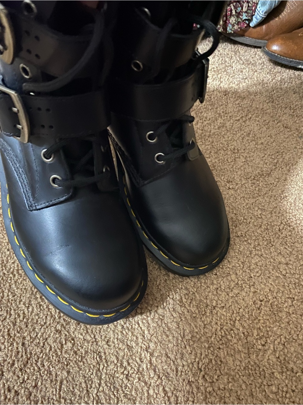 Dr. Martens Black Leather Combat Boots - Picture 3 of 7